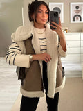 Znbbw Thick Warm Wool Jacket 2023 Women's Fashion Combination Sleeveless Vest Female Chic Warm Outdoor Clothing