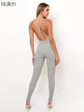 Znbbw Summer Casual Sport Fitness Streetwear Female Jumpsuit Sexy V Neck Backless Skinny Elastic Jumpsuit Women Yoga Outfit