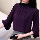 Znbbw Sleeve Stand Collar Chiffon Blouse Shirt Women Blouses Shirts Blusas Mujer De Moda 2023 Blouse Women Top Female Blusa A16