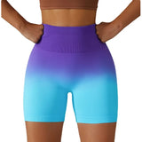 Znbbw Dye Gradient Hip Lifting Fitness Shorts Women's High Waist Tight Triple Peach Hip Quick Dried Yoga Cycling Sports Shorts