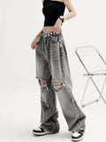 znbbw Vintage High Waist Loose Ripped Jeans Pants 2023 Fashion Women's Grunge Baggy Y2K Wide Leg Female Denim Trouser