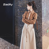 znbbw 2023 Spring Office Lady Long Sleeve Fake Two Pieces Work Maxi Dress Women Patchwork Sashes Shirt Dresses Free Shipping