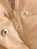Znbbw TRAF Leather Vest Jackets Wome Solid Zipper Buttons Pockets Thick Warm Parka Women Waistcoats Autumn Winter Jackets