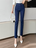 Znbbw Office Lady Formal Slim Suit Pants Women Stretch Mid-Waist Straight Trousers Femme Korean Vintage Casual Pencil Pants