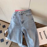 znbbw New Chic Love Button Split Jeans Women's Summer Hot Girl jeans Retro High Waist Straight Slim Flared Denim Pants Pantalon