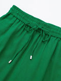 Znbbw TRAF Women Chic Side Pockets Loose Wide Leg Pants Vintage High Elastic Waist Drawstring Female Trousers Mujer