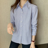 Znbbw Sleeve Stirped Chiffon Blouse Shirt Tops Blouse Women Blusas Mujer De Moda 2023 Turn Down Collar Office Blouse Blusa E276