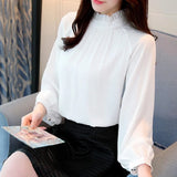 Znbbw Sleeve Stand Collar Chiffon Blouse Shirt Women Blouses Shirts Blusas Mujer De Moda 2023 Blouse Women Top Female Blusa A16