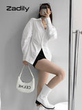 znbbw Street Style Long Sleeve Slim Waist White Shirt Women Button Up Za Shirts 2023 Summer New Fashion Tunic Blouse Clohting