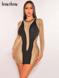 Znbbw Women 2023 Autumn Sexy Long Sleeve Club Bodycon Mesh See Through Streetwear Mini Dress Wholesale Items For Business