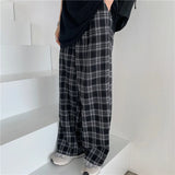 Znbbw Men Pants Black Women Plaid Trousers Casual Oversize Loose Wide Leg Trouser Harajuku Hip-hop All-match Streetwear S-4XL