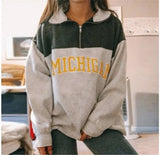 Znbbw Vintage Zip Up Women Sweatshirts Streetwear Letter Printed Hoodies Autumn Long Sleeve Casual Loose Warm Fleece Sweatshirt