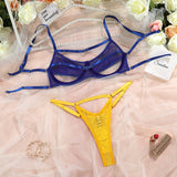 Znbbw Lingerie Hollow Out Bra Female Underwear Set Woman 2 Pieces Yellow Panties Fantasy Sexy Outfits Lace Intimate