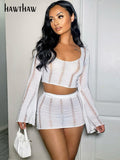 Znbbw Women Knitted Crop Tops Mini Skirt Two Piece Sets Vacation Outfits 2023 Summer Clothes Wholesale Items For Business