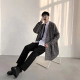 Znbbw Men's Coat Korean Long Plaid Woolen Overcoat Fashion Casual Single-breasted Long Jackets luxury Winter Clothes for Men 2023