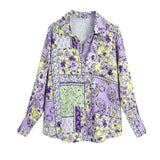 Znbbw ZBZA Woman 2023 Casual Blouses Summer Spring Fashion Long Sleeve Vintage Print Loose Long Shirts Female Tops 202302