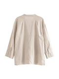 Znbbw TRAF Women Solid Side Split Linen Shirt Women Female Long Sleeve Kimono Smock Blouses Women Chic Tops