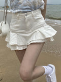 Znbbw white summer women skirt gothic low-waist patchwork A-line skirt beautiful dress punk retro Harajuku street style miniskirt