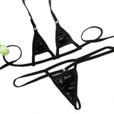 Znbbw bikini Sexy swimwear women swimsuit women biquini mini bikinis Bright patent leather Solid color Hollow out Triangle Thong