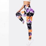 Znbbw Waist Sports Leggings Printed Gym Tights Summer Woman Running Pants Booty Lifting Leggings Tie Dye Push Up Legging