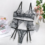 Znbbw Sensual Wedding Lingerie Transparent Bra Ruffle Underwear Naked Women Without Censorship Luxury Lace 3-Piece Intimate