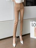 Znbbw Office Lady Formal Slim Suit Pants Women Stretch Mid-Waist Straight Trousers Femme Korean Vintage Casual Pencil Pants