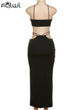 znbbw Black Sexy Off Shoulder Halter Maxi Dress Summer For Women 2023 Backless Bodycon Sleeveless Long Dress Nigh Club Dresses