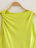 Znbbw TRAF 2023 Woman Knot Decoration Satin Texture Mini Dress Fashion Sleeveless Vintage Summer Causal Elegant Slim Dresses