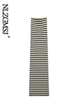 Znbbw 2023 women summer straight knitted dress European and American style striped tube top slim dress 202305