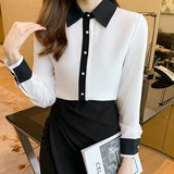 Znbbw Mujer De Moda 2023 Turn Down Collar White Blouse Shirt Long Sleeve Chiffon Blouse Women Blouses Women Tops Shirts F320