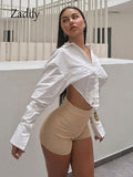 znbbw Spring New In Sexy Long Sleeve White Shirt Women Y2K Button Up Crop Tops Woman Blouse 2023 Party Female Clothing