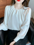 Znbbw Sleeve O-Neck Blouse Women Blusas Mujer De Moda 2023 Casual Chiffon White Blouse Shirt Women Tops Blouses Shirts Blusa G171