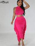 znbbw Summer Sexy Tassel 2 Two Piece Sets Club Outfit For Women 2023 Corset Crop Top And Long Skirt Sets Ruched Skirt Sets
