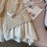znbbw Vintage Square Neck Plaid Print Mini Dress Summer 2023 Elegant Puffed SleeveA-line Dresses Patchwork split Vestidos Tide