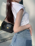 znbbw 2023 Summer Y2K Short Sleeve cropped white button up shirt Sexy Button Ladies Crop Tops Streetwear Female Blouse Clothing