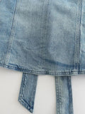 Znbbw TRAF 2023 Women Tops Fashion New Bowtie Denim Backless Casual Sexy Sleeveless Tops Woman Female Top