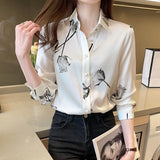 Znbbw Blouses Femme Long Sleeve Blouse Women Blusas Mujer De Moda 2023 Turn Down Collar Print Chiffon Blouse Shirt Tops E677