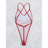 Znbbw One-Piece Thong Swimsuit High Cut Backless Monokini Solid Whole Swimwear Ribbed Bikini Sexy Harajuku Bathing Suit