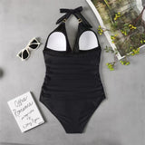 Znbbw Sexy One Piece Tankini Plus Size Swimwear Women Black Halter Hot Monokini Swimsuit Push Up Bathing Suit High Waist Bodysuit