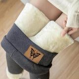 Znbbw Women Winter Lambwool Leggings Thicken Velvet Warm Hight Waist Ankle-length Pants Solid Color Skinny Thermal Fleece Leggings