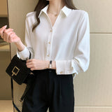 Znbbw Sleeve White Blouse Shirt Blouse Women Blusas Mujer De Moda 2023 Turn Down Collar Office Lady Blouse Tops Women Blusa E197