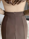 Znbbw Waist Mermaid Skirts Women 2023 Autumn Winter New Style Elastic Slim Package Hip Skirt Female Vintage Casual Long Skirt