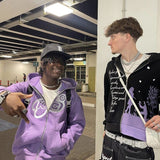 Znbbw Zip Hoodies Y2k Letter Print Top High Street Punk Oversized Pullover American Fashion Goth Hip Hop Couple Sweatshirt