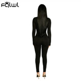 znbbw Winter Hollow Out Summer Black Jumpsuits Women Sexy One Piece Outfits For Women Turtleneck Long Sleeve Bodycon Jumpsuit