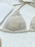 Znbbw Fishing Net Erotic Bikini Halter Women's Swimsuit Stylish Solid Padded Swimwear Brazilian Fantasy Monokini Beach Outfit