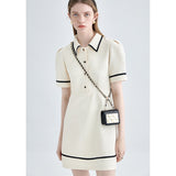 znbbw Women&#39;s Summer Puff Sleeves Turndown Collar Polo Shirt Dress French Cute Classic Preppy Style Golf Tennis Mini Dresses Y2K