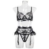 Znbbw Fancy Lace Lingerie Ruffle Garter Belt Underwear Transparent Bra And Panty Set Seamless Intimate Sensual Exotic Sets