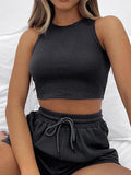 Znbbw women sets two pieces 2023 high quality Casual Waffle Knit Sleeveless Summer Outfits Matching High Waist Shorts Sets