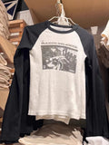 znbbw Rock Graphic Long Sleeve T-shirts Women Autumn New Print Cotton Ribbed T Shirt Female Retro Streetwear Slim Y2k Tops