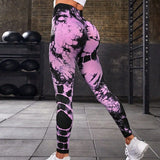 Znbbw Waist Yoga Leggings For Women Gym Pants Tie Dye Seamless Workout Sexy Leggings Push Up Running Trousers